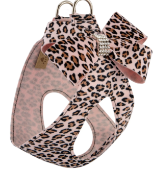 Susan Lanci Designs Pink Cheetah Nouveau Bow Step-In Harness